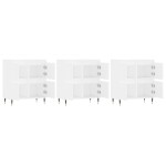 vidaXL Servante, 3 piese, alb, lemn prelucrat vidaXL Servante, 3 piese, alb, lemn prelucrat