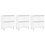 vidaXL Servante, 3 piese, alb, lemn prelucrat vidaXL Servante, 3 piese, alb, lemn prelucrat