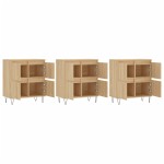 vidaXL Servante, 3 piese, stejar sonoma, lemn prelucrat