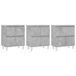 vidaXL Servante, 3 piese, gri beton, lemn prelucrat