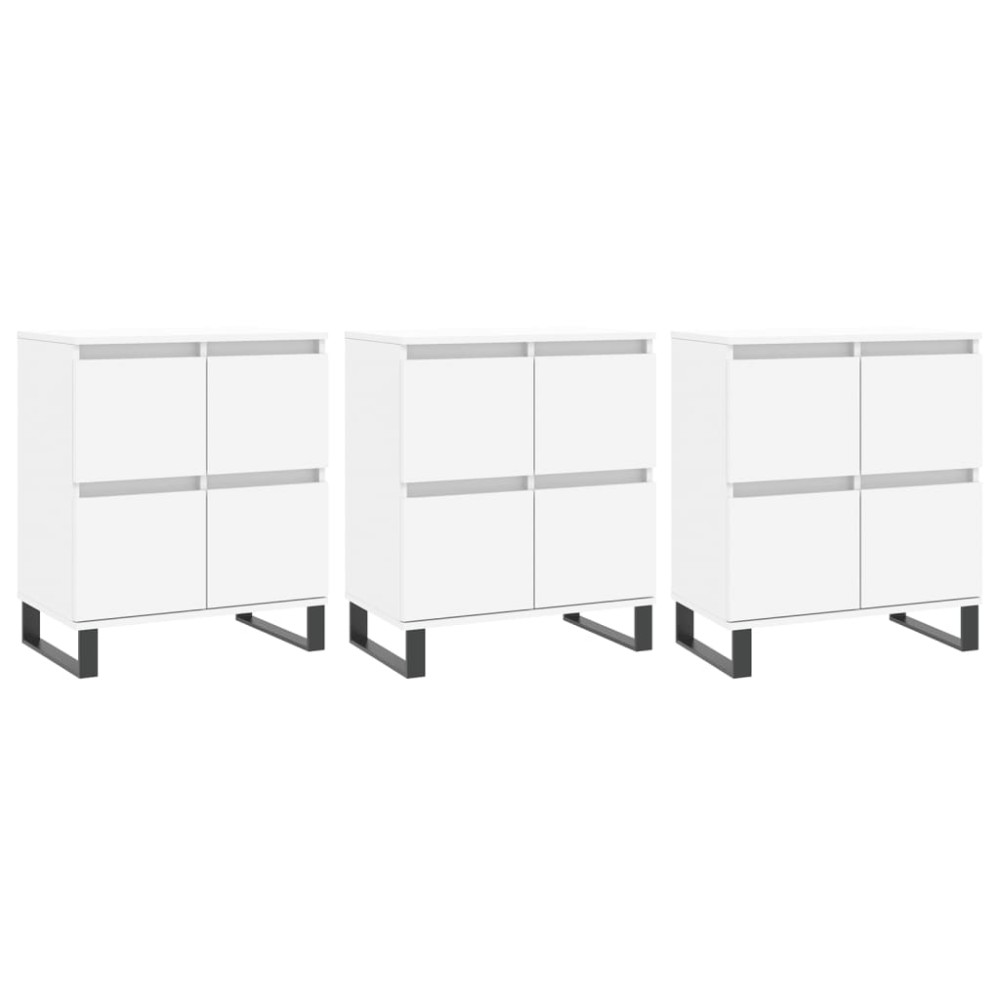vidaXL Servante, 3 piese, alb, lemn prelucrat