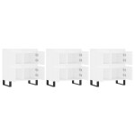 vidaXL Servante, 3 piese, alb, lemn prelucrat vidaXL Servante, 3 piese, alb, lemn prelucrat