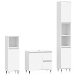 vidaXL Set mobilier de baie, 3 piese, alb, lemn compozit vidaXL Set mobilier de baie, 3 piese, alb, lemn compozit