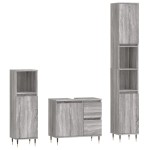 vidaXL Set mobilier de baie, 3 piese, gri sonoma, lemn prelucrat vidaXL Set mobilier de baie, 3 piese, gri sonoma, lemn prelucrat