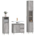 vidaXL Set mobilier de baie, 3 piese, gri sonoma, lemn prelucrat vidaXL Set mobilier de baie, 3 piese, gri sonoma, lemn prelucrat