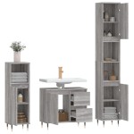 vidaXL Set mobilier de baie, 3 piese, gri sonoma, lemn prelucrat vidaXL Set mobilier de baie, 3 piese, gri sonoma, lemn prelucrat
