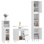 vidaXL Set mobilier de baie, 3 piese, alb, lemn compozit vidaXL Set mobilier de baie, 3 piese, alb, lemn compozit