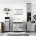 vidaXL Set mobilier de baie, 3 piese, gri beton, lemn compozit vidaXL Set mobilier de baie, 3 piese, gri beton, lemn compozit