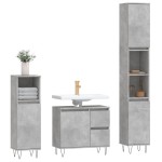 vidaXL Set mobilier de baie, 3 piese, gri beton, lemn compozit vidaXL Set mobilier de baie, 3 piese, gri beton, lemn compozit