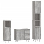 vidaXL Set mobilier de baie, 3 piese, gri sonoma, lemn prelucrat vidaXL Set mobilier de baie, 3 piese, gri sonoma, lemn prelucrat