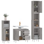 vidaXL Set mobilier de baie, 3 piese, gri sonoma, lemn prelucrat vidaXL Set mobilier de baie, 3 piese, gri sonoma, lemn prelucrat