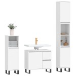 vidaXL Set mobilier de baie, 3 piese, alb, lemn compozit vidaXL Set mobilier de baie, 3 piese, alb, lemn compozit