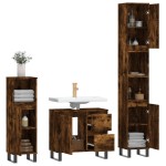 vidaXL Set mobilier de baie, 3 piese, stejar fumuriu, lemn prelucrat vidaXL Set mobilier de baie, 3 piese, stejar fumuriu, lemn prelucrat