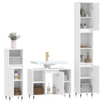 vidaXL Set mobilier de baie, 3 piese, alb, lemn compozit vidaXL Set mobilier de baie, 3 piese, alb, lemn compozit