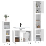 vidaXL Set mobilier de baie, 3 piese, alb, lemn compozit vidaXL Set mobilier de baie, 3 piese, alb, lemn compozit