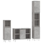 vidaXL Set mobilier de baie, 3 piese, gri beton, lemn compozit vidaXL Set mobilier de baie, 3 piese, gri beton, lemn compozit