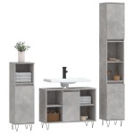 vidaXL Set mobilier de baie, 3 piese, gri beton, lemn compozit vidaXL Set mobilier de baie, 3 piese, gri beton, lemn compozit