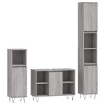 vidaXL Set mobilier de baie, 3 piese, gri sonoma, lemn prelucrat vidaXL Set mobilier de baie, 3 piese, gri sonoma, lemn prelucrat