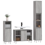 vidaXL Set mobilier de baie, 3 piese, gri sonoma, lemn prelucrat vidaXL Set mobilier de baie, 3 piese, gri sonoma, lemn prelucrat