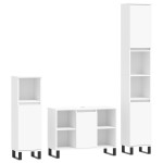 vidaXL Set mobilier de baie, 3 piese, alb, lemn compozit vidaXL Set mobilier de baie, 3 piese, alb, lemn compozit