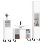 vidaXL Set mobilier de baie, 3 piese, alb, lemn compozit vidaXL Set mobilier de baie, 3 piese, alb, lemn compozit
