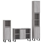 vidaXL Set mobilier de baie, 3 piese, gri sonoma, lemn prelucrat vidaXL Set mobilier de baie, 3 piese, gri sonoma, lemn prelucrat