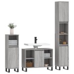 vidaXL Set mobilier de baie, 3 piese, gri sonoma, lemn prelucrat vidaXL Set mobilier de baie, 3 piese, gri sonoma, lemn prelucrat