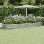 vidaXL Strat înălțat grădină 373x140x36 cm oțel galvanizat