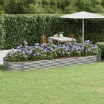 vidaXL Strat înălțat grădină 450x140x36 cm oțel galvanizat