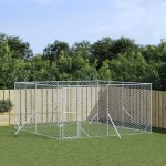 vidaXL Padoc de exterior pentru câini argintiu 4x4x2 m oțel galvanizat vidaXL Padoc de exterior pentru câini argintiu 4x4x2 m oțel galvanizat