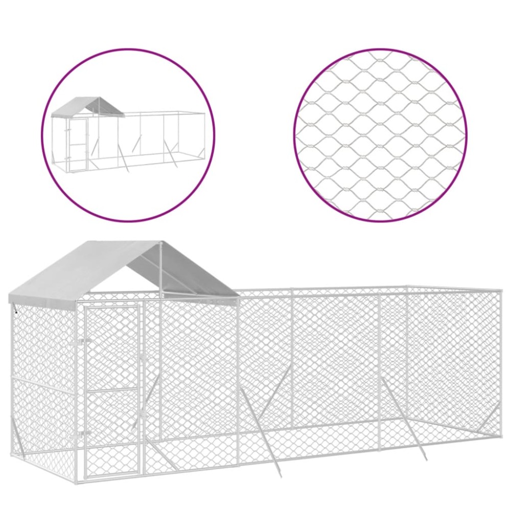 vidaXL Padoc de exterior cu acoperiș argintiu 6x2x2,5m oțel galvanizat