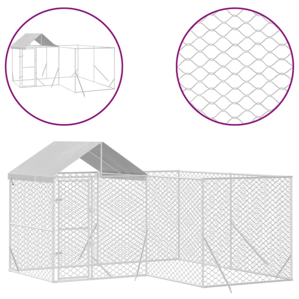 vidaXL Padoc exterior cu acoperiș argintiu 4x4x2,5 m oțel galvanizat