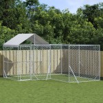 vidaXL Padoc exterior cu acoperiș argintiu 4x4x2,5 m oțel galvanizat vidaXL Padoc exterior cu acoperiș argintiu 4x4x2,5 m oțel galvanizat