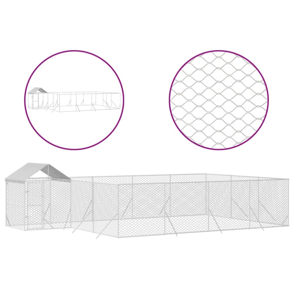 vidaXL Padoc exterior cu acoperiș argintiu 10x6x2,5 m oțel galvanizat