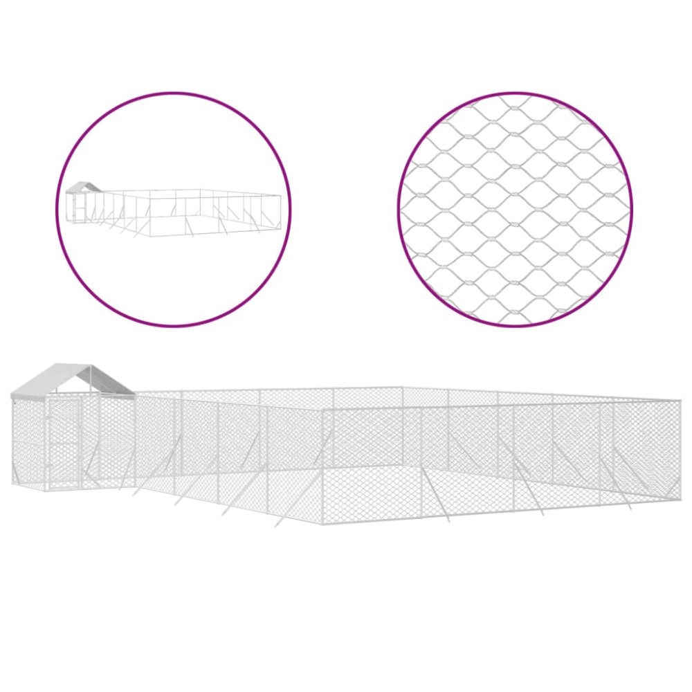 vidaXL Padoc exterior cu acoperiș argintiu 10x8x2,5 m oțel galvanizat