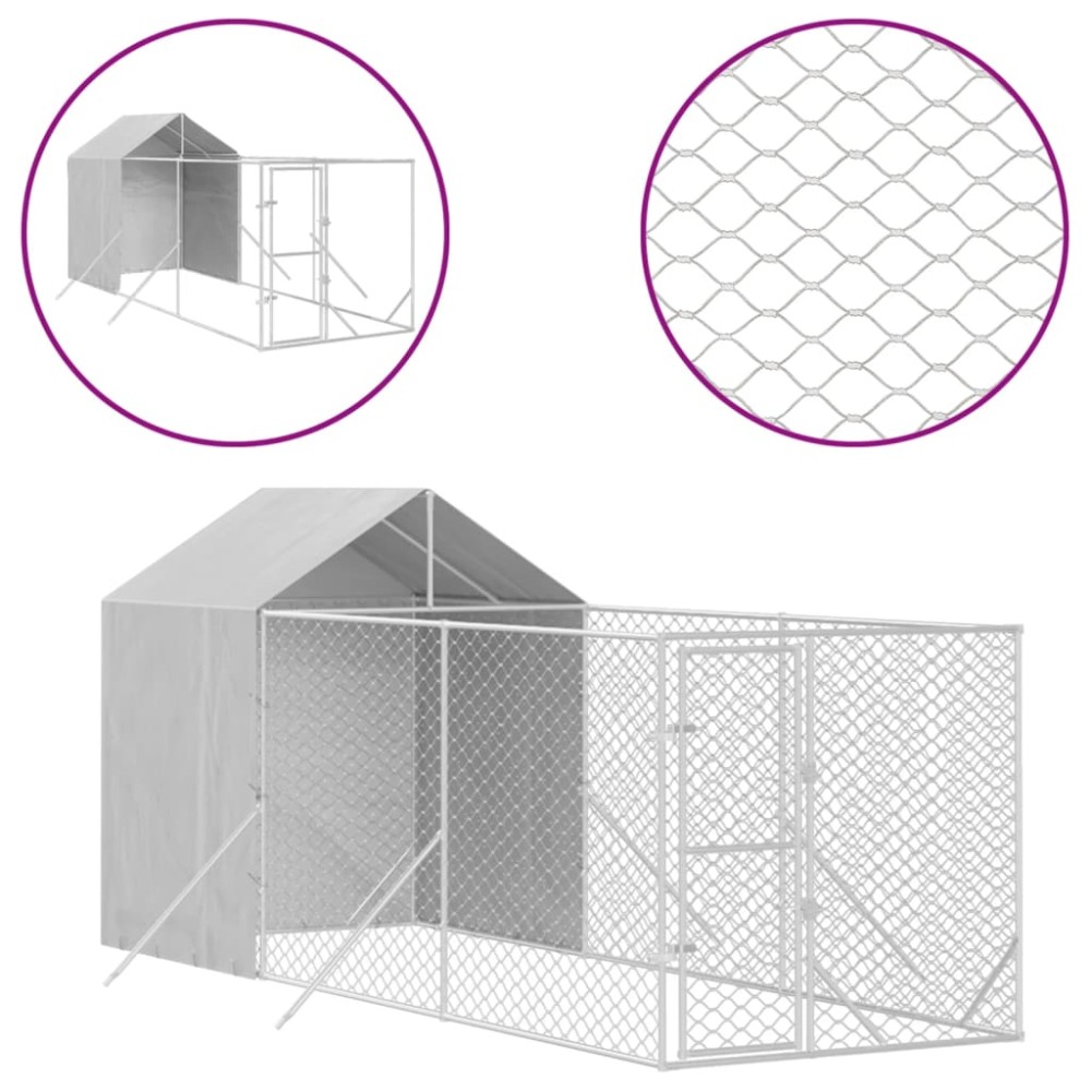 vidaXL Padoc de exterior cu acoperiș argintiu 2x6x2,5m oțel galvanizat