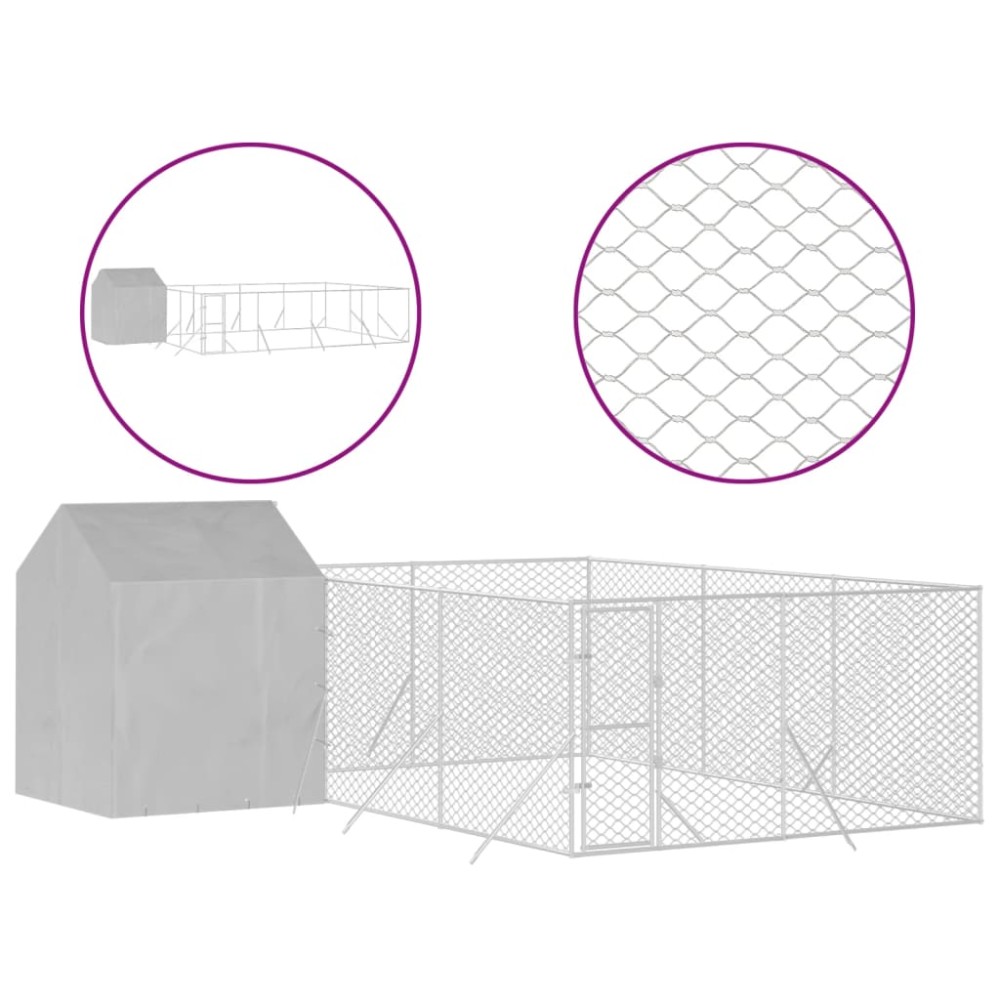 vidaXL Padoc de exterior cu acoperiș argintiu 6x6x2,5m oțel galvanizat