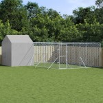 vidaXL Padoc de exterior cu acoperiș argintiu 6x6x2,5m oțel galvanizat vidaXL Padoc de exterior cu acoperiș argintiu 6x6x2,5m oțel galvanizat