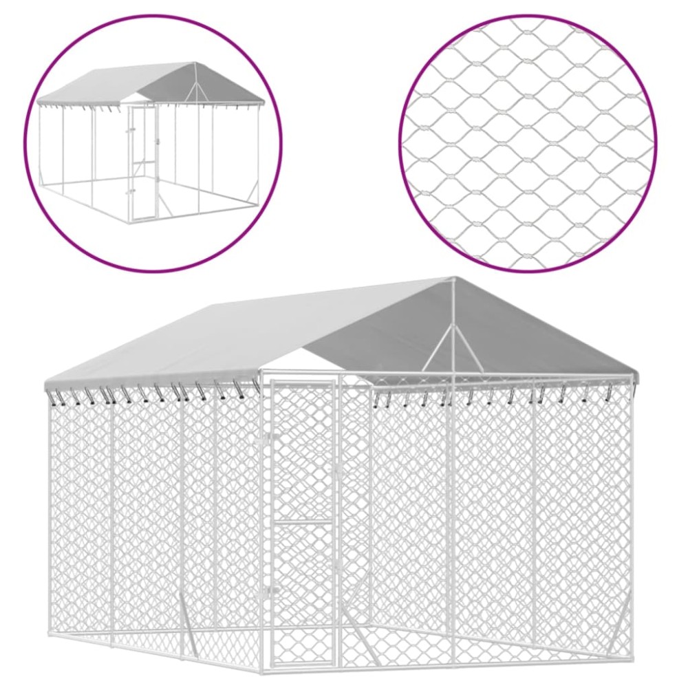 vidaXL Padoc exterior cu acoperiș argintiu 3x4,5x2,5 m oțel galvanizat