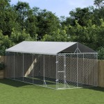 vidaXL Padoc exterior cu acoperiș argintiu 3x7,5x2,5 m oțel galvanizat vidaXL Padoc exterior cu acoperiș argintiu 3x7,5x2,5 m oțel galvanizat