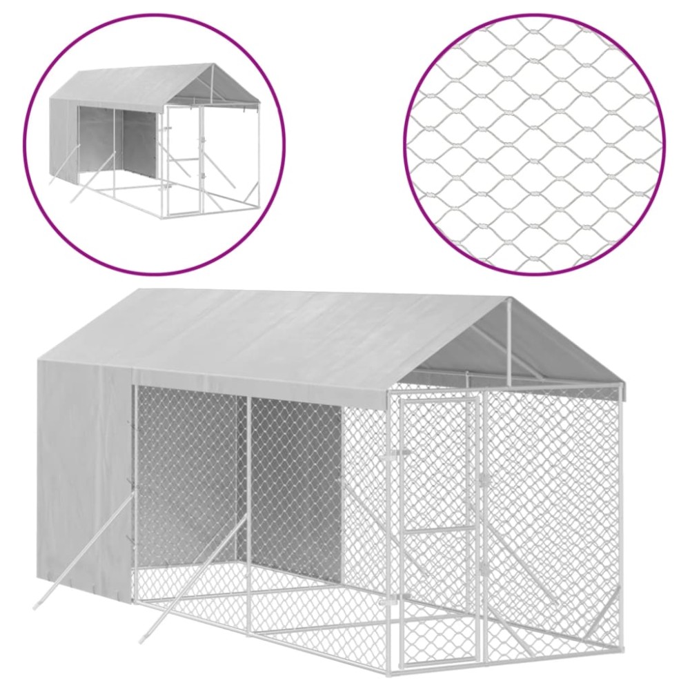 vidaXL Padoc de exterior cu acoperiș argintiu 2x6x2,5m oțel galvanizat
