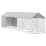 vidaXL Padoc exterior cu acoperiș argintiu 2x10x2,5 m oțel galvanizat