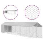 vidaXL Padoc exterior cu acoperiș argintiu 2x14x2,5 m oțel galvanizat