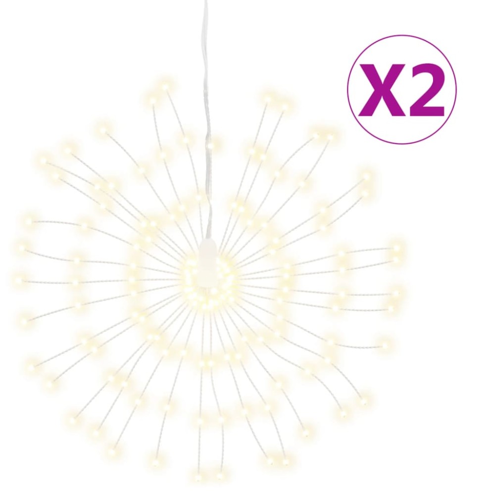 vidaXL Lumini stelare de Crăciun 140 LED-uri, 2 buc., alb cald, 17 cm