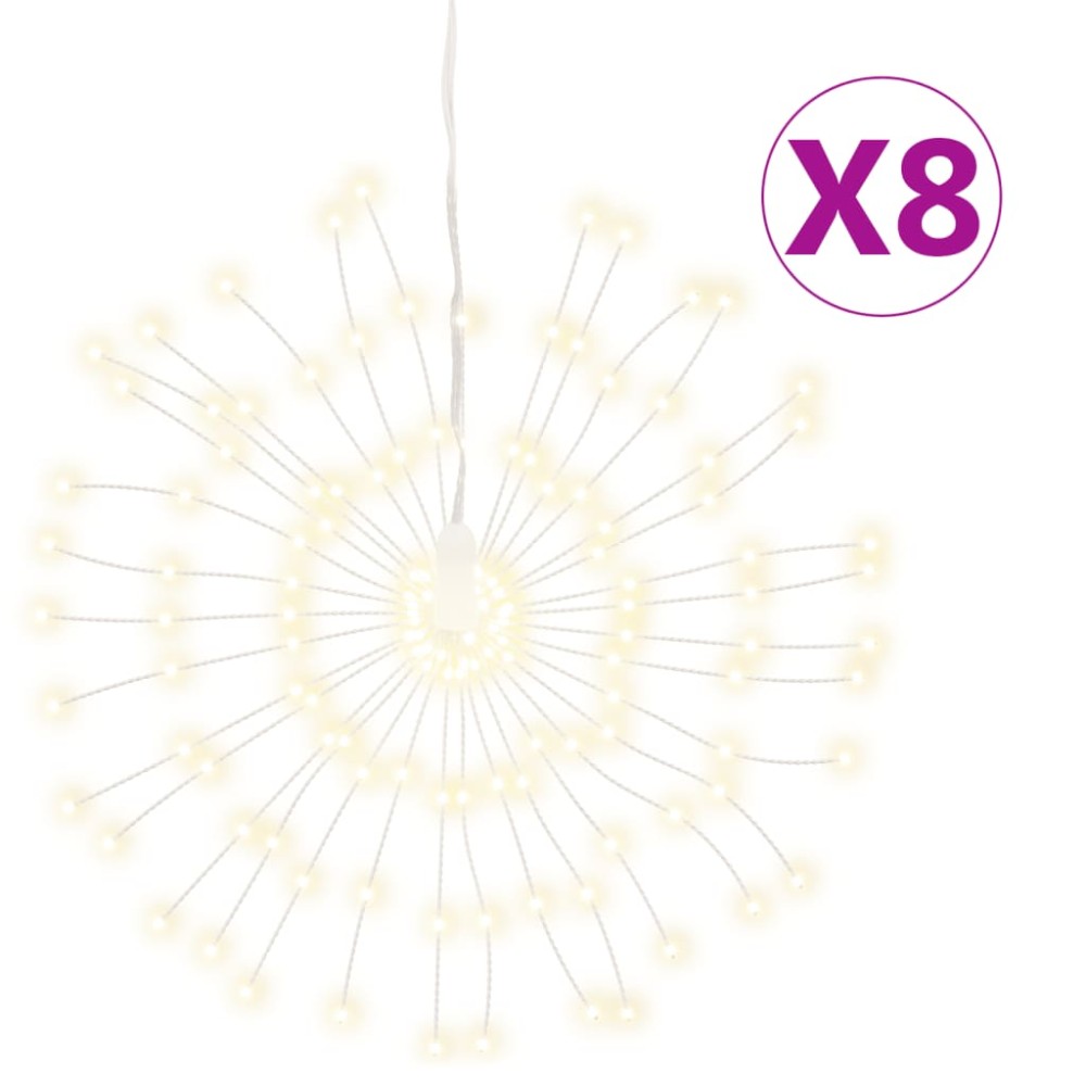vidaXL Lumini stelare de Crăciun 140 LED-uri, 8 buc., alb cald, 17 cm