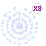 vidaXL Lumini stelare de Crăciun 140 LED-uri, 8 buc., alb rece, 17 cm vidaXL Lumini stelare de Crăciun 140 LED-uri, 8 buc., alb rece, 17 cm
