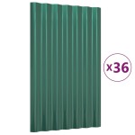 vidaXL Panouri de acoperiș 36 buc. oțel galvanizat verde 60x36 cm