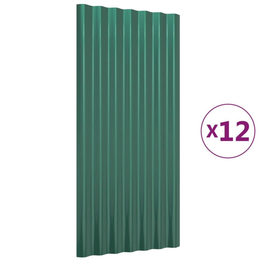 vidaXL Panouri de acoperiș 12 buc. oțel galvanizat verde 80x36 cm