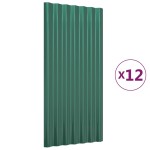 vidaXL Panouri de acoperiș 12 buc. oțel galvanizat verde 80x36 cm