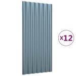vidaXL Panouri acoperiș 12 buc. gri 80x36 cm oțel galvanizat